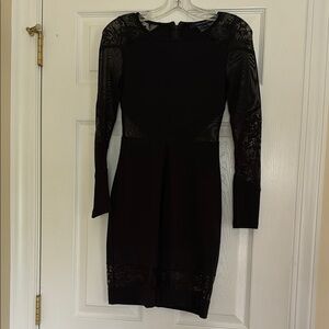 French Connection Black Sheath Dress Long Sleeve Crew Neck